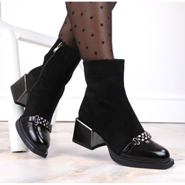 Botas de mujer negras con tacón decorativo D&amp;A S.Barski Premium Collection MR870-70 negro 4