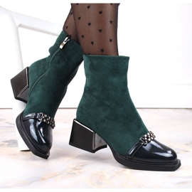 Botas de mujer con tacón decorativo verde D&amp;A S.Barski Premium Collection MR870-70 4