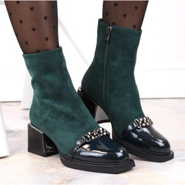 Botas de mujer con tacón decorativo verde D&amp;A S.Barski Premium Collection MR870-70 6