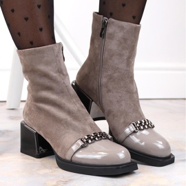 Botas de mujer con tacón decorativo beige D&amp;A S.Barski Premium Collection MR870-70 6