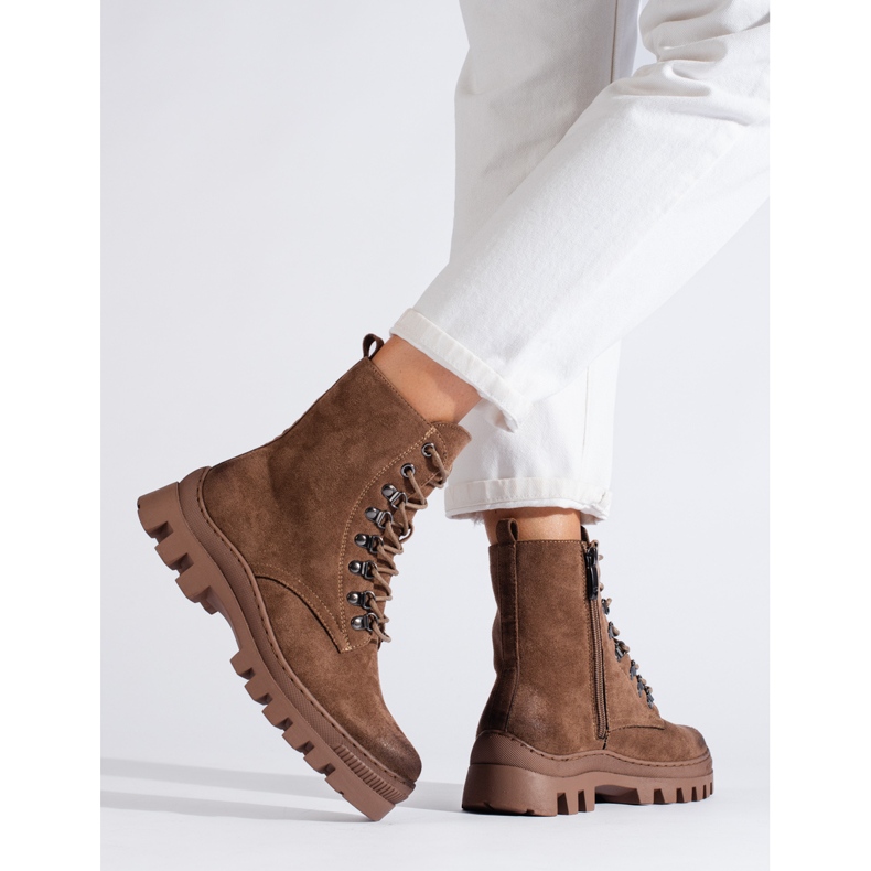 W. Potocki Ropa de trabajo de mujer de ante beige de Potocki marrón 2