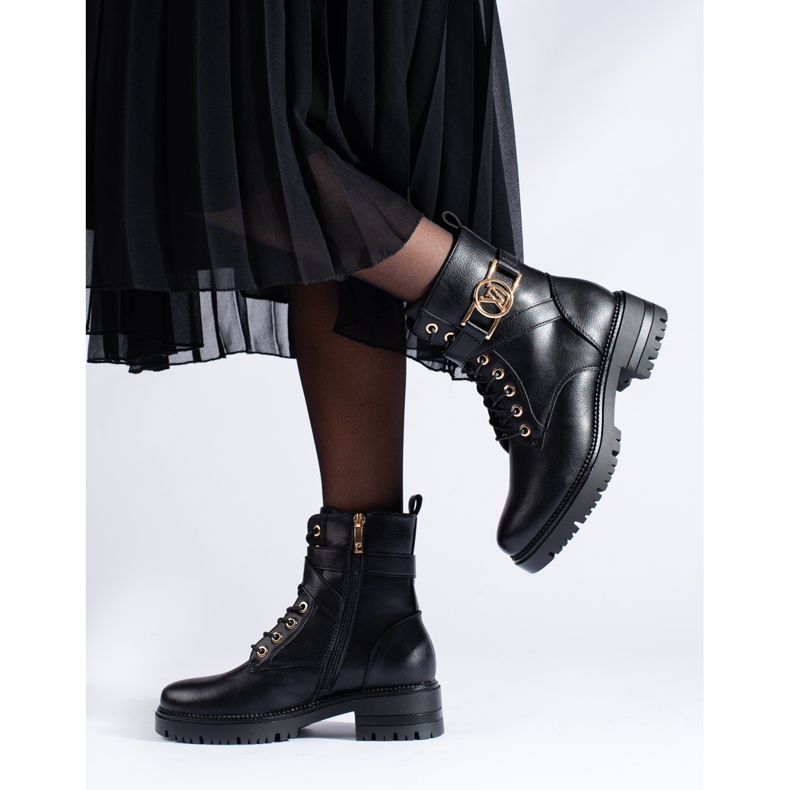 W. Potocki Ropa de trabajo de mujer Potocki hecha de cuero ecológico negro 2