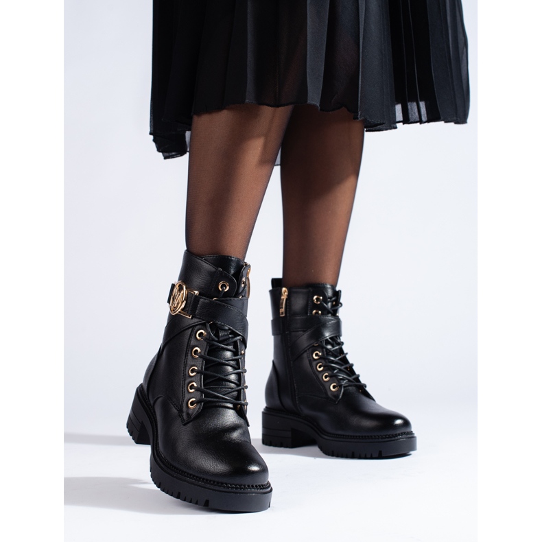 W. Potocki Ropa de trabajo de mujer Potocki hecha de cuero ecológico negro 1