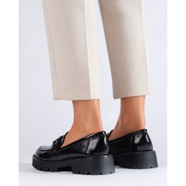 Mocasines mujer lacados sobre suela gruesa Shelovet negro 3