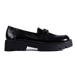 Mocasines mujer lacados sobre suela gruesa Shelovet negro 4