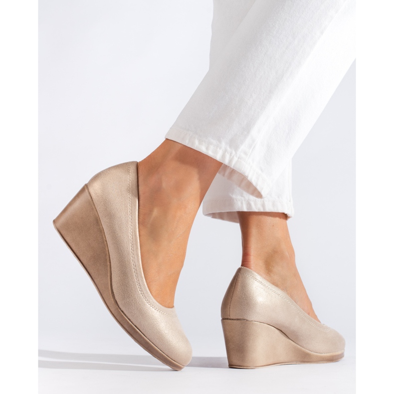 Zapatos de tacón de mujer Shelovet con purpurina dorado 2