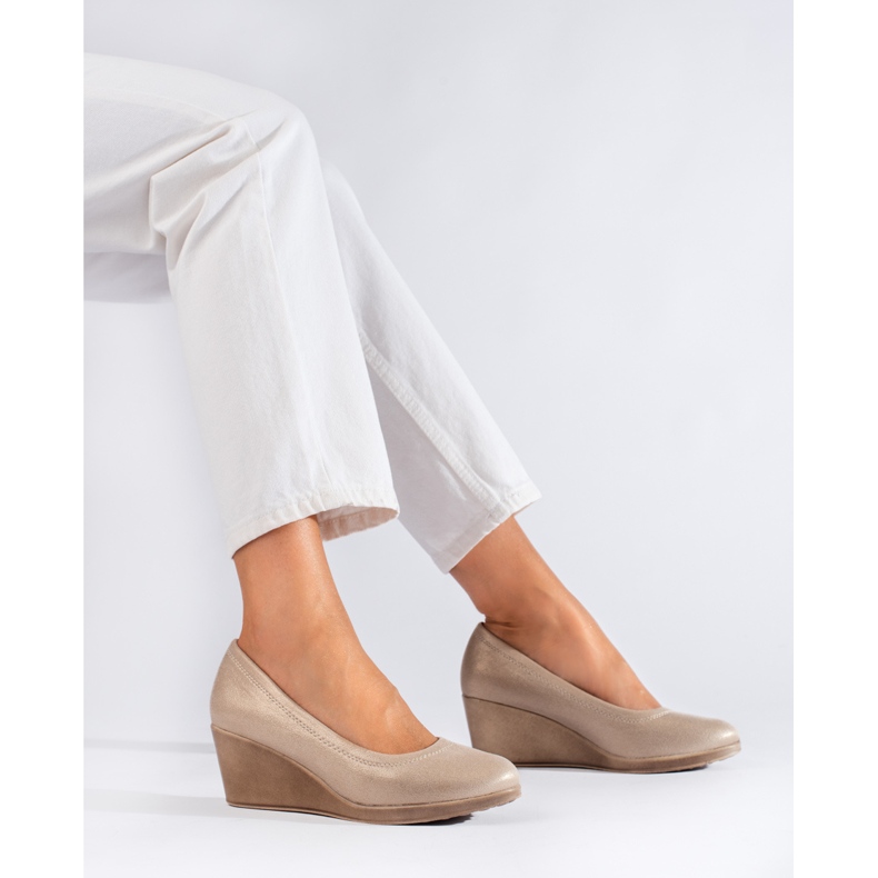 Zapatos de tacón de mujer Shelovet con purpurina dorado 1