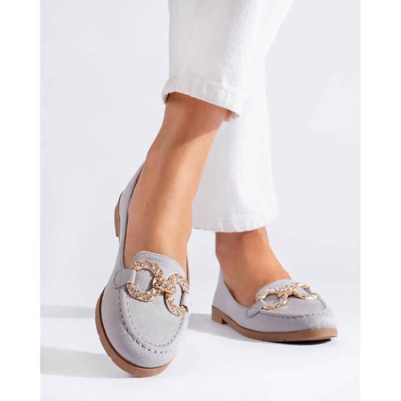 SHELOVET Mocasines mujer en ante gris Shelovvet 1