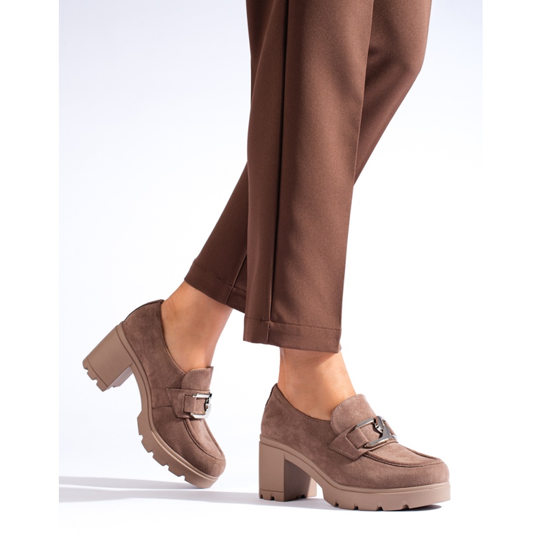 W. Potocki Zapatos de tacón en ante beige oscuro de Potocki 1