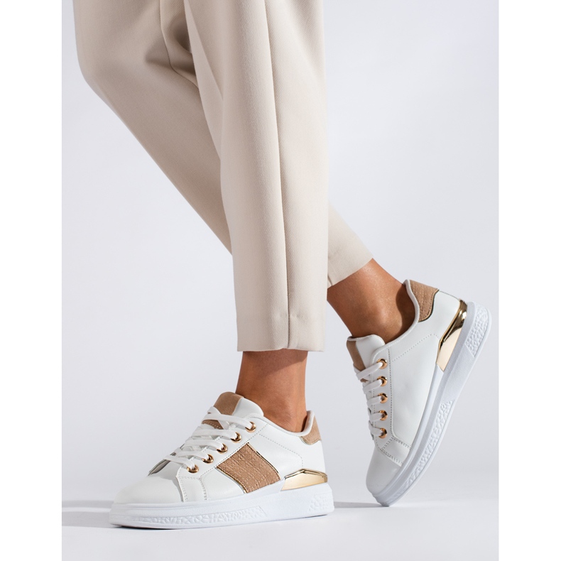 Zapatillas deportivas de mujer blancas y beige Zapatillas Shelovet blanco 2