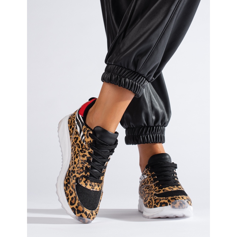 Deportivas de mujer Shelovet con estampado de leopardo beige 1