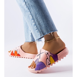 Chanclas rosas con dibujo y estampado Lindale rosado 2