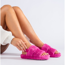 Pantuflas de pelo mujer Shelovet fucsia rosado 1