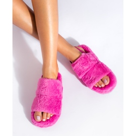 Pantuflas de pelo mujer Shelovet fucsia rosado 3