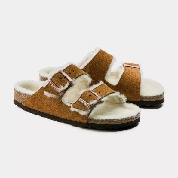 Chanclas Birkenstock Arizona Shearling Mink W 1001135 marrón 1