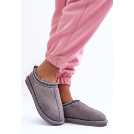FB3 Pantuflas Mujer De Ante Con Pelo Polinna Gris 1