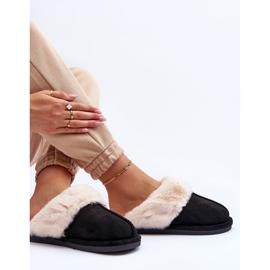FB3 Pantuflas de Mujer Chanclas con Pelo Negro Pinky 4