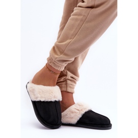 FB3 Pantuflas de Mujer Chanclas con Pelo Negro Pinky 2