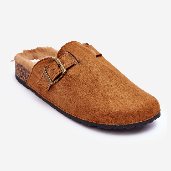 Chanclas Mujer Ante Con Pelo, Marrón Haidamia 1