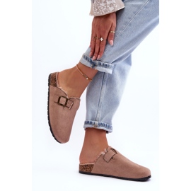 Chanclas Mujer Ante Beige Con Pelo Haidamia 4
