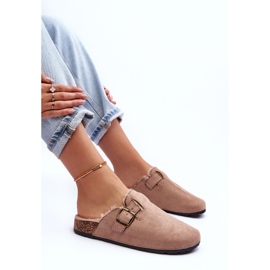 Chanclas Mujer Ante Beige Con Pelo Haidamia 5