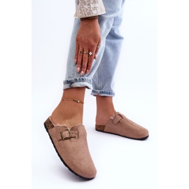 Chanclas Mujer Ante Beige Con Pelo Haidamia 3
