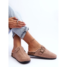 Chanclas Mujer Ante Beige Con Pelo Haidamia 6