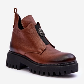 Lemar Botines Mujer De Piel Con Adorno Marrón Lusanna 1