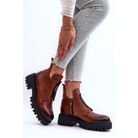 Lemar Botines Mujer De Piel Con Adorno Marrón Lusanna 4