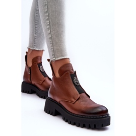Lemar Botines Mujer De Piel Con Adorno Marrón Lusanna 6