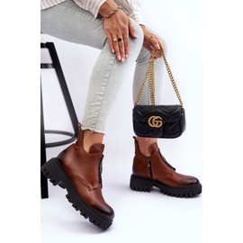 Lemar Botines Mujer De Piel Con Adorno Marrón Lusanna 8