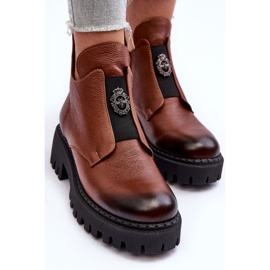 Lemar Botines Mujer De Piel Con Adorno Marrón Lusanna 5
