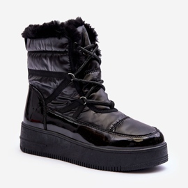 News Botas de nieve de mujer con cordones y pelo negro Lexxina 1