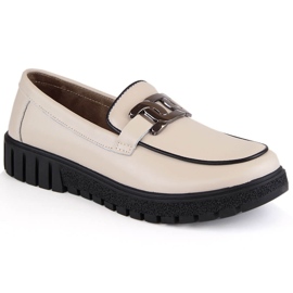 Zapatos de mujer de piel con plataforma y cadena, beige Filippo DP4728 2