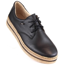 Zapatos cómodos de mujer de piel con plataforma negra, Helios 380.011 beige 1