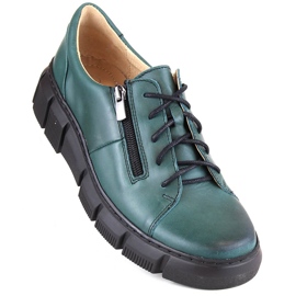 Zapatos mujer cómodos de piel con plataforma, verde Helios 413.56 1