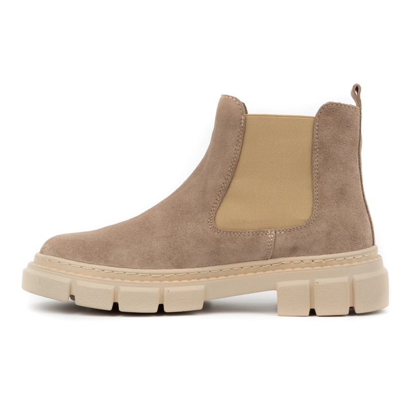 WASAK Botas Chelsea sin cordones de piel para mujer 0708W, beige 1