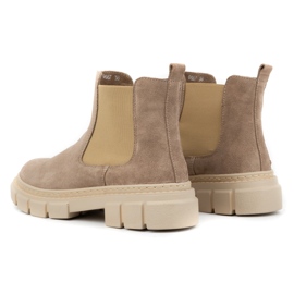 WASAK Botas Chelsea sin cordones de piel para mujer 0708W, beige 4