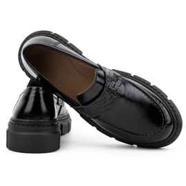 WASAK Zapatos sin cordones para mujer de piel 0706, negro, con suela gruesa 6
