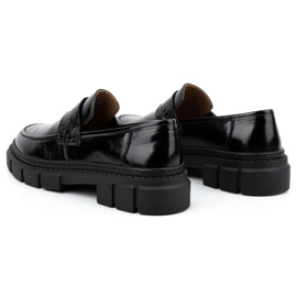 WASAK Zapatos sin cordones para mujer de piel 0706, negro, con suela gruesa 7