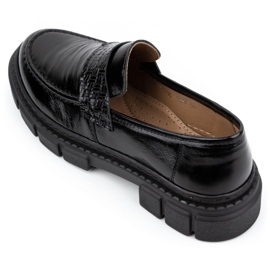 WASAK Zapatos sin cordones para mujer de piel 0706, negro, con suela gruesa 9