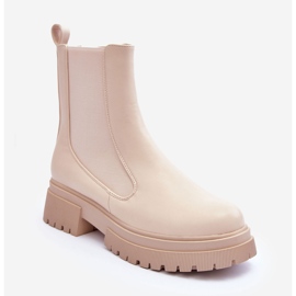 Botas Chelsea Clásicas De Piel Beige Isminna 2