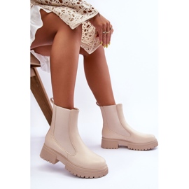 Botas Chelsea Clásicas De Piel Beige Isminna 1