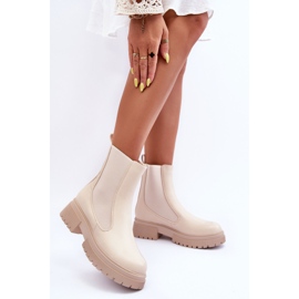 Botas Chelsea Clásicas De Piel Beige Isminna 4