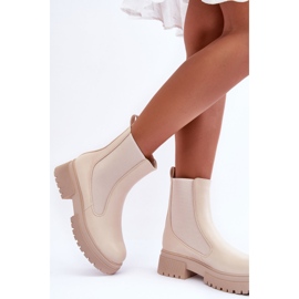 Botas Chelsea Clásicas De Piel Beige Isminna 7