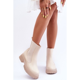 Botas Chelsea Clásicas De Piel Beige Isminna 8