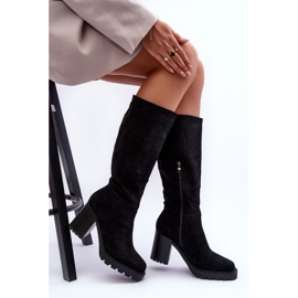 FJ1 Botas de ante Virdana negras con tacones enormes negro 5