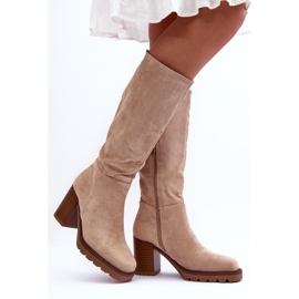 Botas Virdana de ante beige con tacones enormes 1 Botas Virdana de ante beige con tacones enormes 1