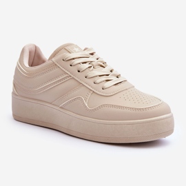 PE1 Zapatillas Deportivas Mujer Beige con Plataforma Pudina 1