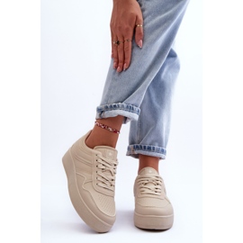 PE1 Zapatillas Deportivas Mujer Beige con Plataforma Pudina 8
